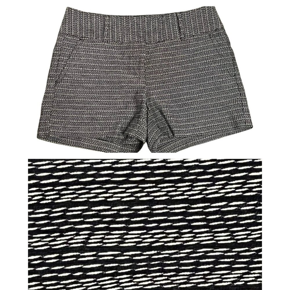 Ann Taylor Shorts Womens 6 Black White Textured Woven High Rise Dressy‎ Modern